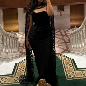 Strapless Satin Corset Cocktail with custom cape